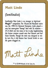 1999 Matt Linde Biography Card