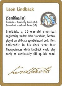 1996 Leon Lindback Biography Card