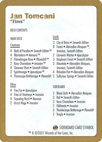 2001 Jan Tomcani Decklist Card