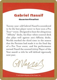 2004 Gabriel Nassif Biography Card