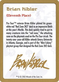 2002 Brian Kibler Biography Card