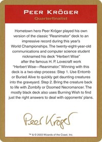2003 Peer Kroger Biography Card