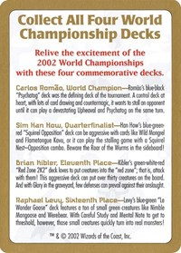 2002 World Championship Advertisement Card