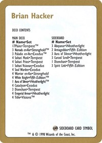 1998 Brian Hacker Decklist Card