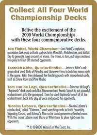 2000 World Championship Advertisement Card