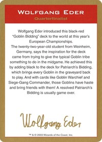 2003 Wolfgang Eder Biography Card