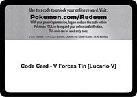 Code Card - V Forces Tin [Lucario V]
