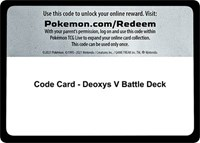 Code Card - Deoxys V Battle Deck